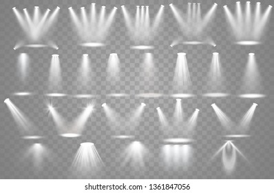 Vector spotlight. Light effect.Glow isolated white transparent light effect. Abstract special effect element design.