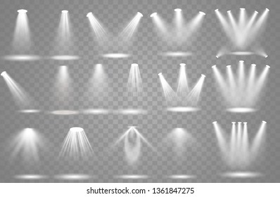 Vector spotlight. Light effect.Glow isolated white transparent light effect. Abstract special effect element design.