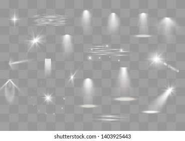 Vector spotlight. Light effect.Glow isolated white transparent light effect. Abstract special effect element design.
