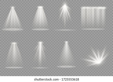 Vector spotlight. Light effect.Glow isolated white transparent light effect. Abstract special effect element design.