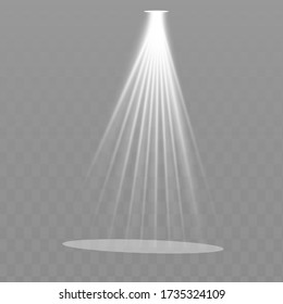 Vector spotlight. Light effect.Glow isolated white transparent light effect. Abstract special effect element design.