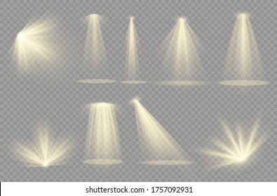 Vector spotlight. Light effect.Glow isolated white transparent light effect. Abstract special effect element design.