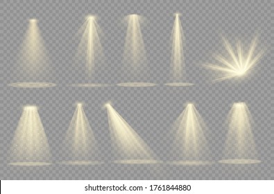 Vector spotlight. Light effect.Glow isolated white transparent light effect. Abstract special effect element design.