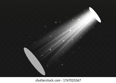 Vector spotlight. Light effect.Glow isolated white transparent light effect. Abstract special effect element design.