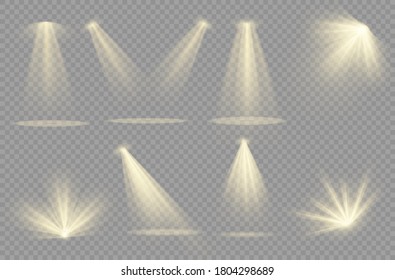 Vector spotlight. Light effect.Glow isolated white transparent light effect. Abstract special effect element design.