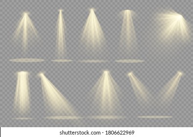 Vector spotlight. Light effect.Glow isolated white transparent light effect. Abstract special effect element design.