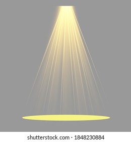 Vector spotlight. Light effect.Glow isolated yellow transparent light effect. Abstract special effect element design.