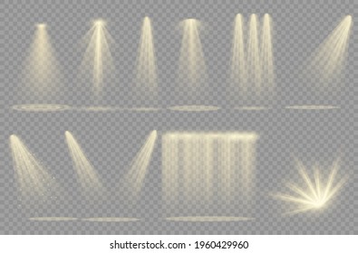 Vector spotlight. Light effect.Glow isolated white transparent light effect. Abstract special effect element design.