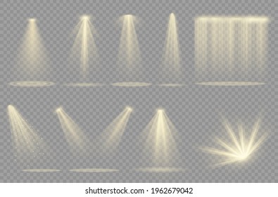 Vector spotlight. Light effect.Glow isolated white transparent light effect. Abstract special effect element design.