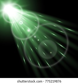 Vector spotlight, light effects. isolated on black background, light effect, green color