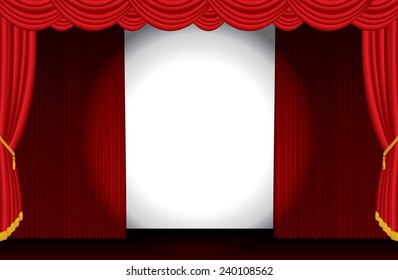 vector spotlight on opened wide red stage