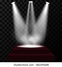 Vector spotlight. Purple podium for presentation . transparent business Light effects