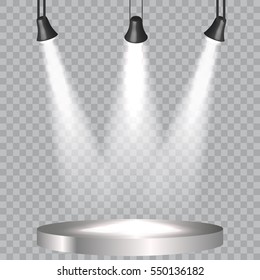 Vector spotlight. Scene transparent. Light effects