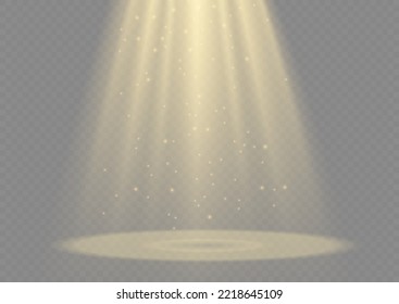 El foco del vector. Efecto de la luz de color amarillo. Efecto luminoso aislado dorado brillante. Diseño de efecto especial de destellos de chispa. Elemento vector Ray. Amarillo brillante aislado transparente.