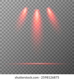 Vector spotlights on stage. Dramatic lighting effects for scenes, concerts, and performances. Bright illuminated beams creating a cinematic atmosphere.