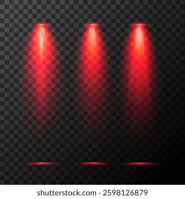 Vector spotlights on stage. Dramatic lighting effects for scenes, concerts, and performances. Bright illuminated beams creating a cinematic atmosphere.