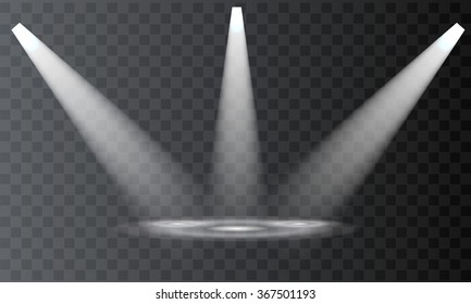 Vector Spotlights. Scene. Beam Light Effects. Photo studio background 