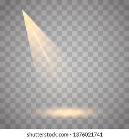 Vector Spotlights. Scene. Light beam on black stage highlight important. Show spotlight background vector. 