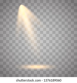 Vector Spotlights. Scene. Light beam on black stage highlight important. Show spotlight background vector. 