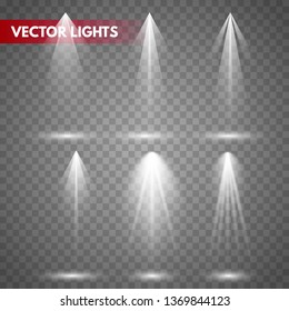  Vector Spotlights. Scene. Light Effects.The spotlight shines on the stage. 