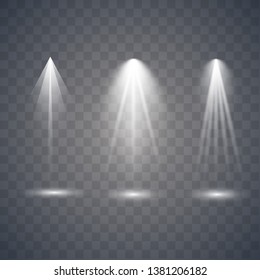  Vector Spotlights. Scene. Light Effects.The spotlight shines on the stage. 