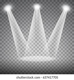 Vector spotlights. Scene light effects.