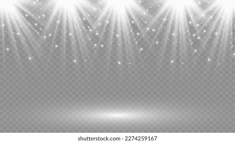 Vector spotlights. Scene. Light effects.Podeum
