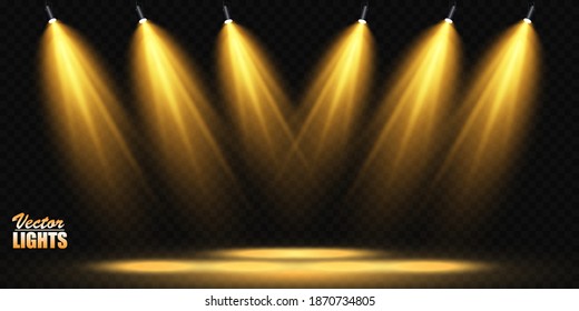 Vector spotlights. Scene. Lighting effects.