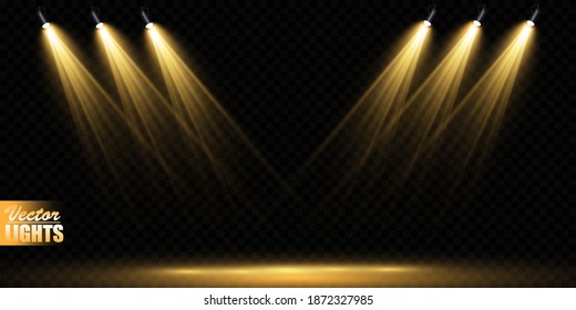 Vector spotlights. Scene. Lighting effects.
