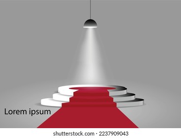 Luces de exposición de vectores. Escena. Podio con luz direccional. Efectos de luz.