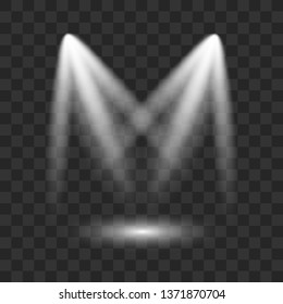 Vector Spotlights. Scene. Spotlight illuminated wooden scene stage. Rewarding, club, theater, disco background. Vector illustration EPS10.