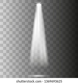 Vector Spotlights. Scene white illumination collection, transparent effects. Bright lighting with spotlights. Vector illustration EPS 10.
