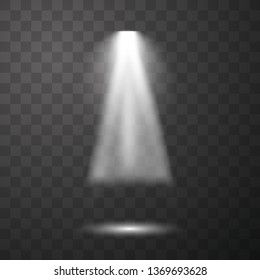 Vector Spotlights. Scene white illumination collection, transparent effects. Bright lighting with spotlights. Vector illustration EPS 10.