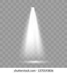 Vector Spotlights. Scene white illumination collection, transparent effects. Bright lighting with spotlights. Vector illustration EPS 10.