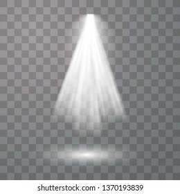 Vector Spotlights. Scene white illumination collection, transparent effects. Bright lighting with spotlights. Vector illustration EPS 10.