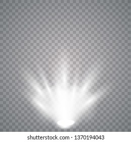 Vector Spotlights. Scene white illumination collection, transparent effects. Bright lighting with spotlights. Vector illustration EPS 10.
