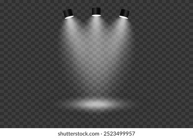 Vector spotlights and stage lights. Glow light effects. EPS 10