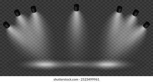 Focos de Vector y luces de escenario. Efectos de luz brillante. EPS 10