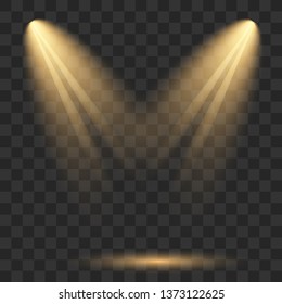 Vector Spotlights yellow. Scene. Light transparent effects. Vector illustration eps 10.