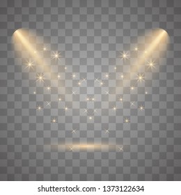 Vector Spotlights yellow. Scene. Light transparent effects. Vector illustration eps 10.