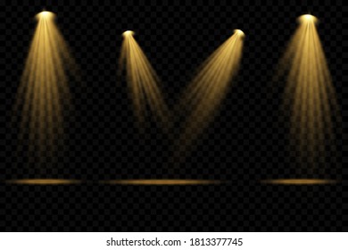 Vector Spotlights yellow. Scene. Light transparent effects. Vector illustration eps 10.