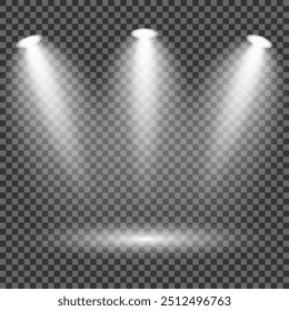 Vector Spotlights.Scene colección de iluminación, efectos transparentes. Iluminación brillante con focos.