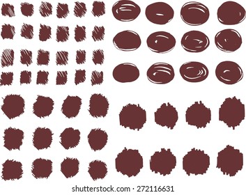 Vector spots and blotches. Collection of grunge paint stains on white background.