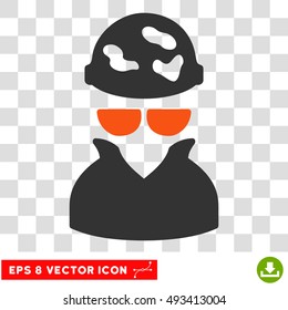 Vector Spotted Spy EPS vector icon. Illustration style is flat iconic bicolor orange and gray symbol on a transparent background.