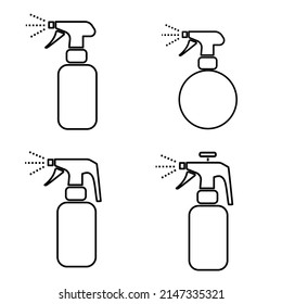 Vector spray bottle with black outline and white background. can be used for flat design, icon, health, hygiene, education, medical