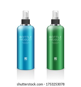 Vector Spray bottle blue and green products, design collection isolated on whtie background, llustration