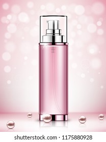 Vector spray bottle fresh aroma cosmetic mockup
