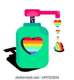 vector spray bottle with heart shaped symbol Shows love in the overlapping pride movement.