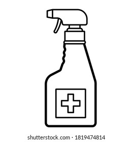 Icono del frasco de desinfección por pulverización vectorial.