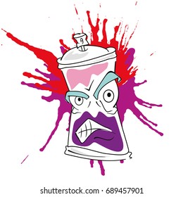 Vector spray graffiti with colored paints isolated on white background.